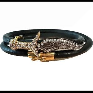 18K Gold Bracelet Designer Sword Figure with VS Diamond 0.44 TCW MSRP:6900+